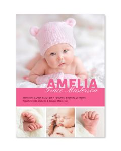 Pink Lady Personalized Birth Announcement Card