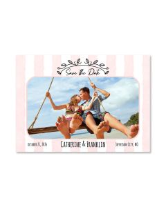 Pink Stripes Save the Date Wedding Card
