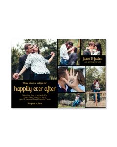 Happily Ever After Black Collage Wedding Invitation Card