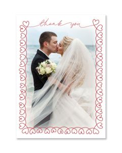 Hearts Script Thank You Card