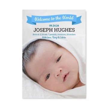 Blue Ribbon Personalized Birth Announcement Card