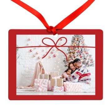 Christmas Bow Metal Photo Ornament