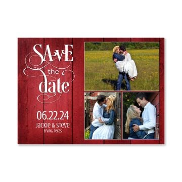 Red Barn Save the Date Wedding Card
