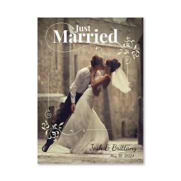 Just Married Script Wedding Announcement Card