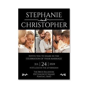 Black Collage Wedding Invitation Card